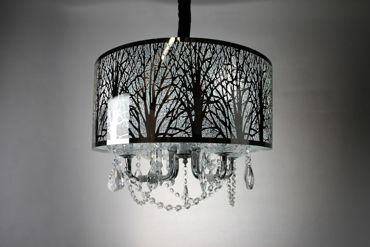Stainless Steel Shade & Crystal Pendent