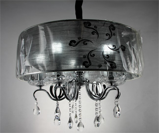 Fabric Shade & Crystal Pendent